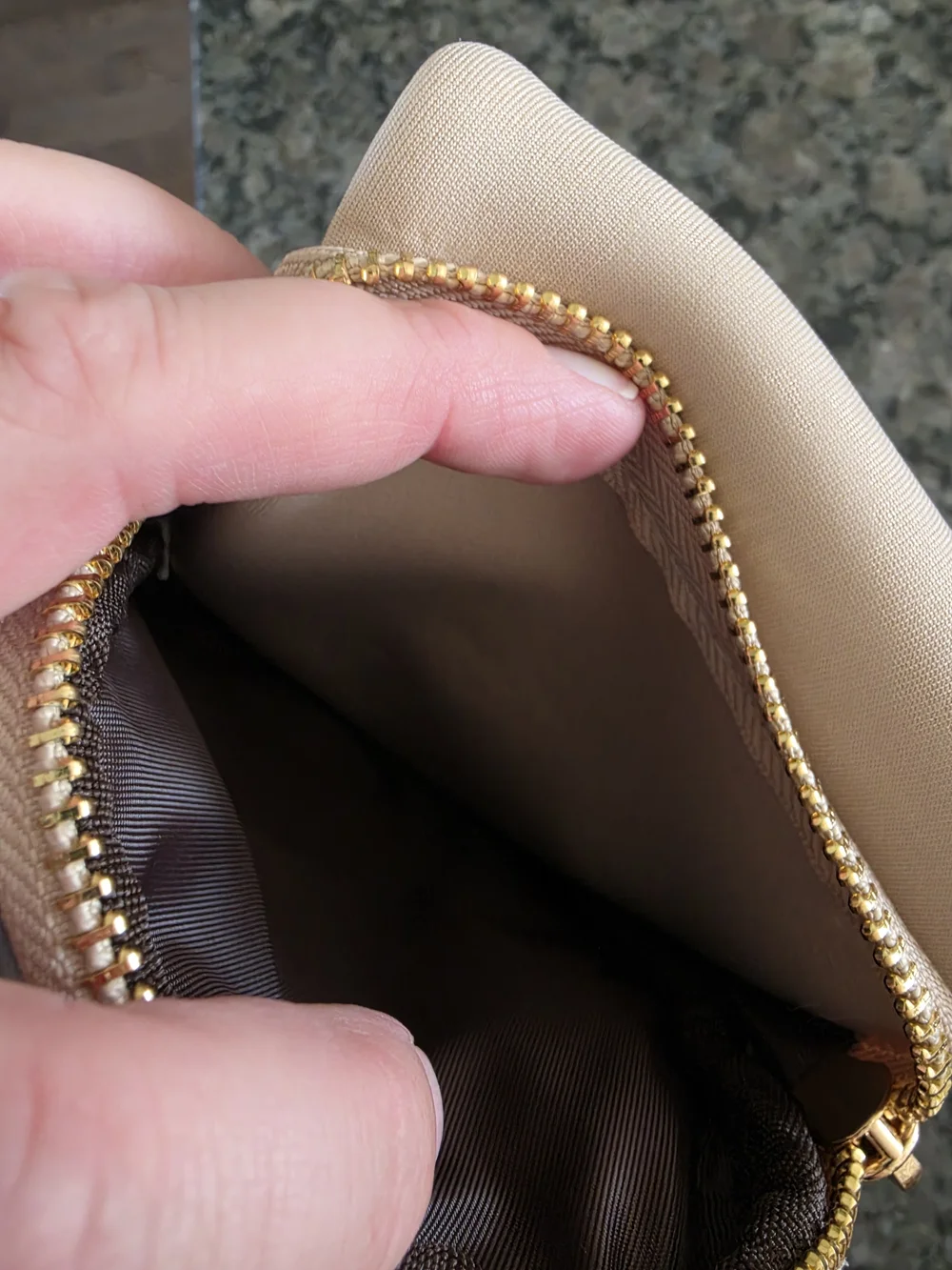 BOLSETTA Neoprene Pouch in Beige with Gray Trim